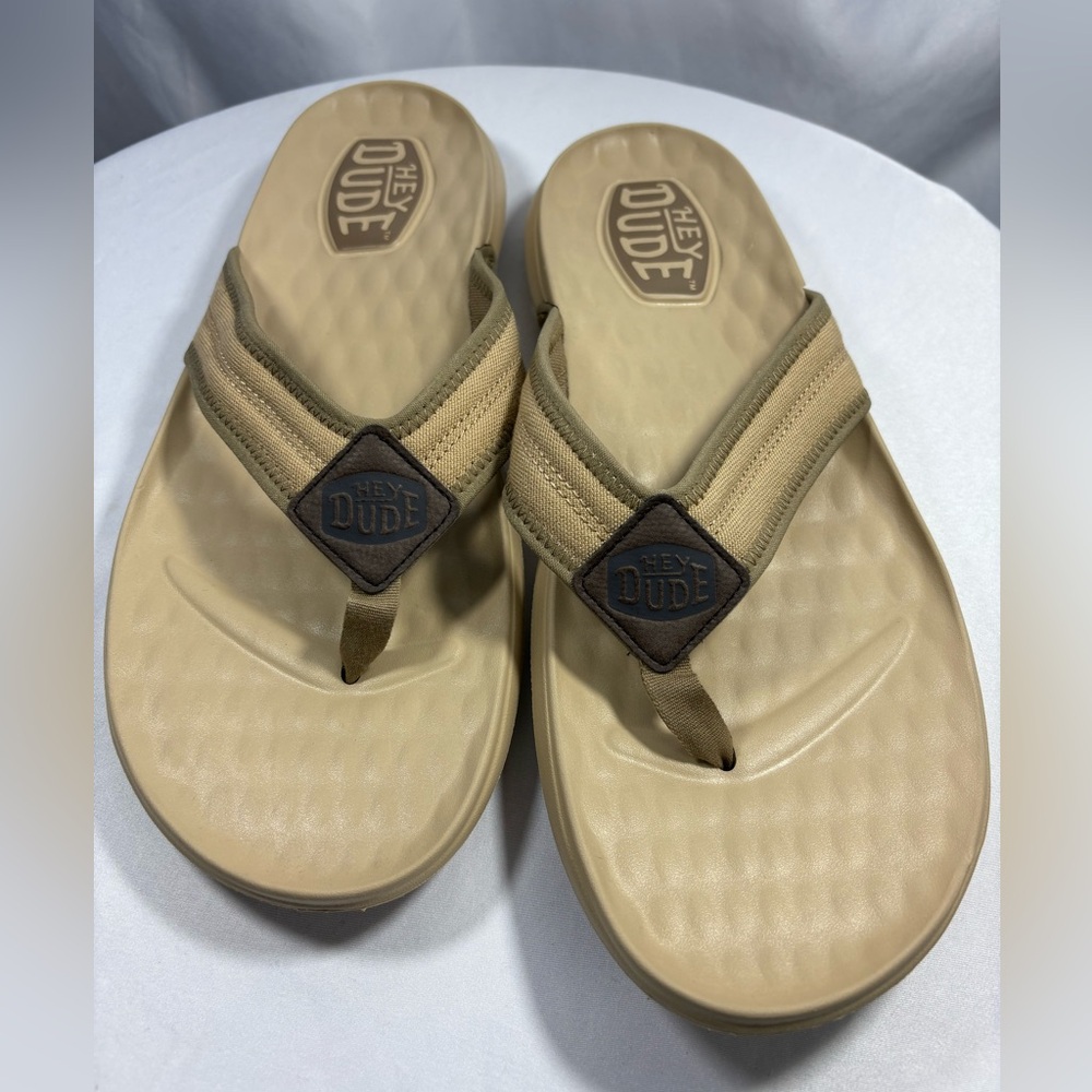 Hey Dude Men's Myers Flip Sports Mode Tan Sandals Sz 13